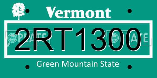 2RT1300 Vermont License Plate