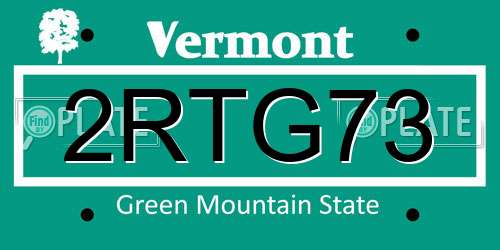 2RTG73 Vermont License Plate