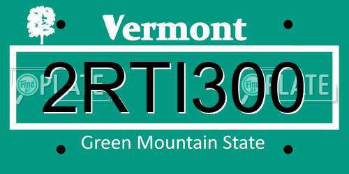 2RTI300 Vermont License Plate