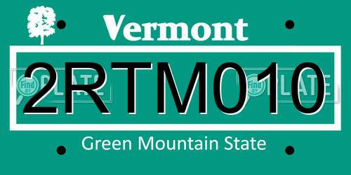 2RTM010 Vermont License Plate