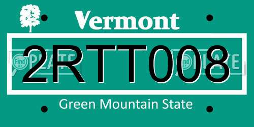 2RTT008 Vermont License Plate