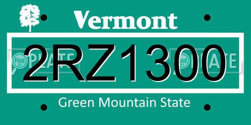 2RZ1300 Vermont License Plate