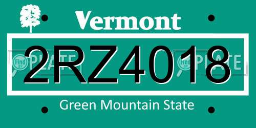 2RZ4018 Vermont License Plate