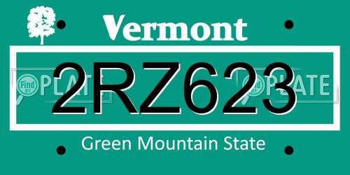 2RZ623 Vermont License Plate