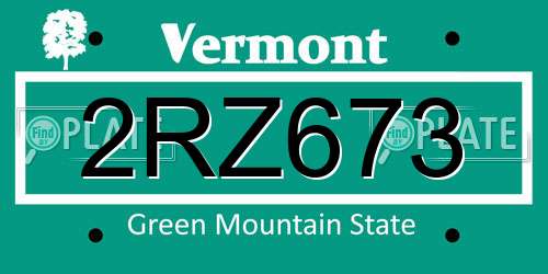 2RZ673 Vermont License Plate
