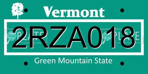 2RZA018 Vermont License Plate