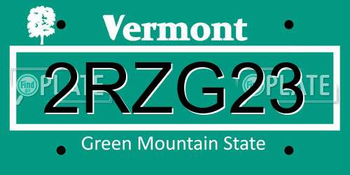 2RZG23 Vermont License Plate