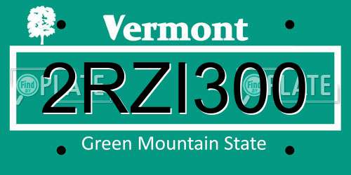 2RZI300 Vermont License Plate