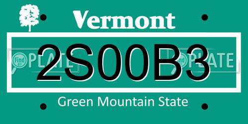 2S00B3 Vermont License Plate