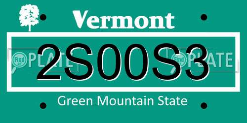 2S00S3 Vermont License Plate