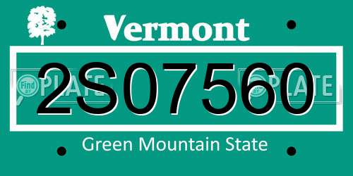 2S07560 Vermont License Plate