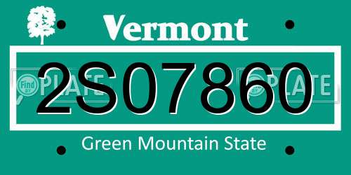 2S07860 Vermont License Plate