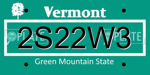 2S22W3 Vermont License Plate