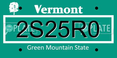 2S25R0 Vermont License Plate