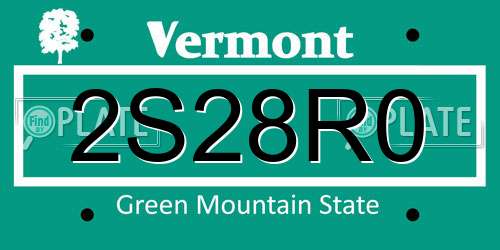 2S28R0 Vermont License Plate