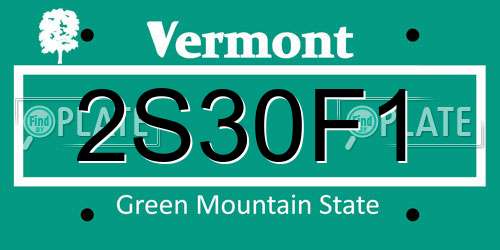 2S30F1 Vermont License Plate