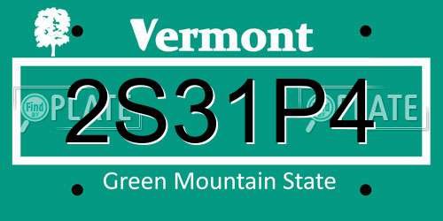 2S31P4 Vermont License Plate