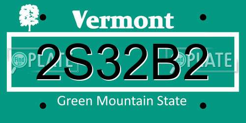 2S32B2 Vermont License Plate