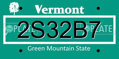 2S32B7 Vermont License Plate