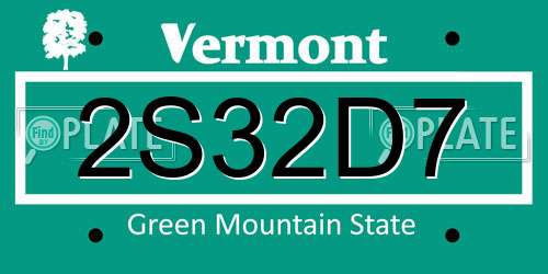 2S32D7 Vermont License Plate