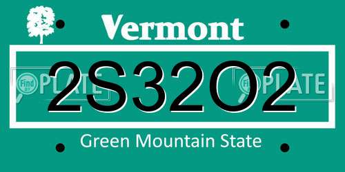 2S32O2 Vermont License Plate