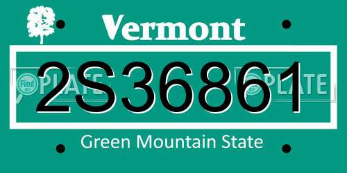 2S36861 Vermont License Plate