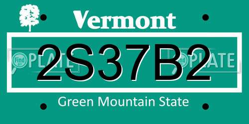 2S37B2 Vermont License Plate