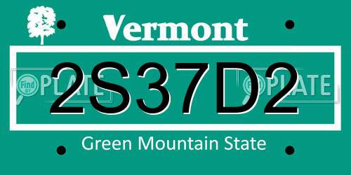 2S37D2 Vermont License Plate