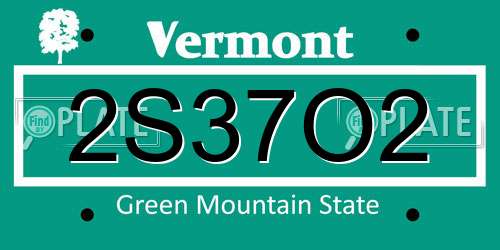 2S37O2 Vermont License Plate