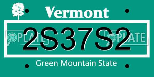 2S37S2 Vermont License Plate