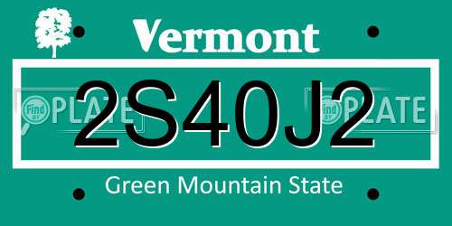 2S40J2 Vermont License Plate