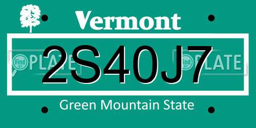 2S40J7 Vermont License Plate