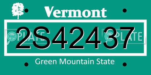 2S42437 Vermont License Plate