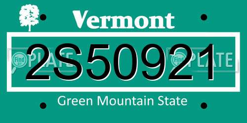 2S50921 Vermont License Plate