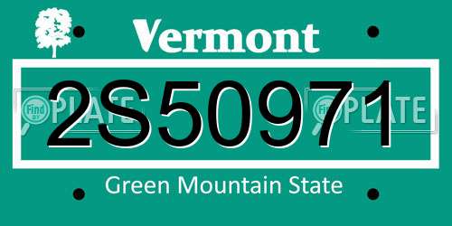 2S50971 Vermont License Plate