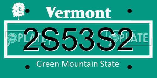2S53S2 Vermont License Plate