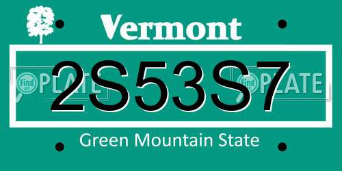 2S53S7 Vermont License Plate