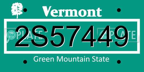2S57449 Vermont License Plate