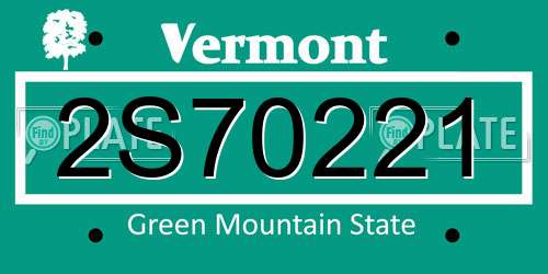 2S70221 Vermont License Plate