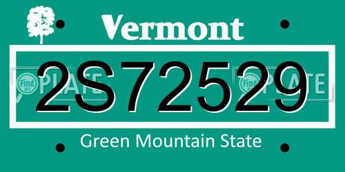 2S72529 Vermont License Plate