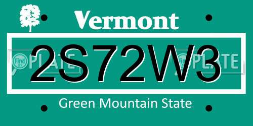 2S72W3 Vermont License Plate