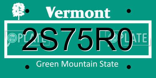 2S75R0 Vermont License Plate