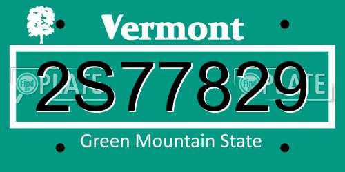 2S77829 Vermont License Plate