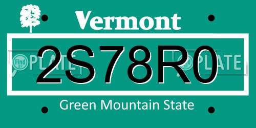 2S78R0 Vermont License Plate
