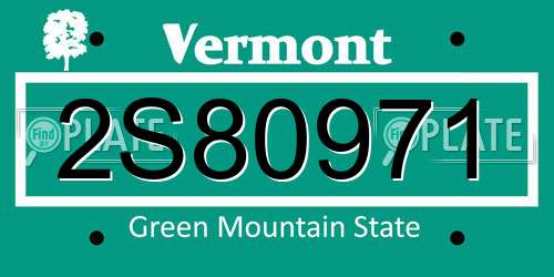 2S80971 Vermont License Plate