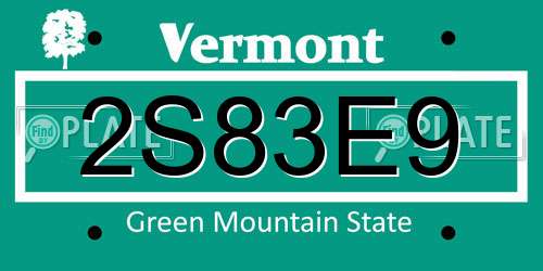 2S83E9 Vermont License Plate