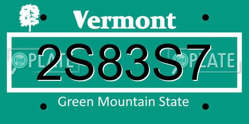2S83S7 Vermont License Plate