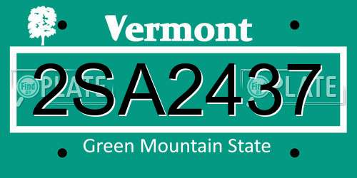 2SA2437 Vermont License Plate