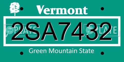 2SA7432 Vermont License Plate