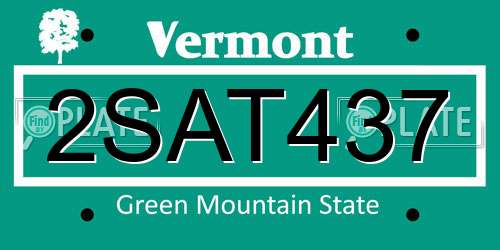 2SAT437 Vermont License Plate